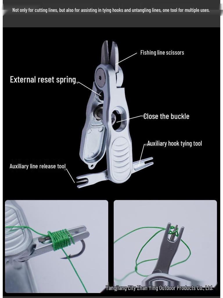 Compact Outdoor Fishing Scissors: Multi-Tool for Line Cutting, Lure Handling, and Hook Tying