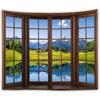 Panoramic Arched Window: Mountain and Lake Reflections Landscape Living Room Sofa Feature Wall Decoration