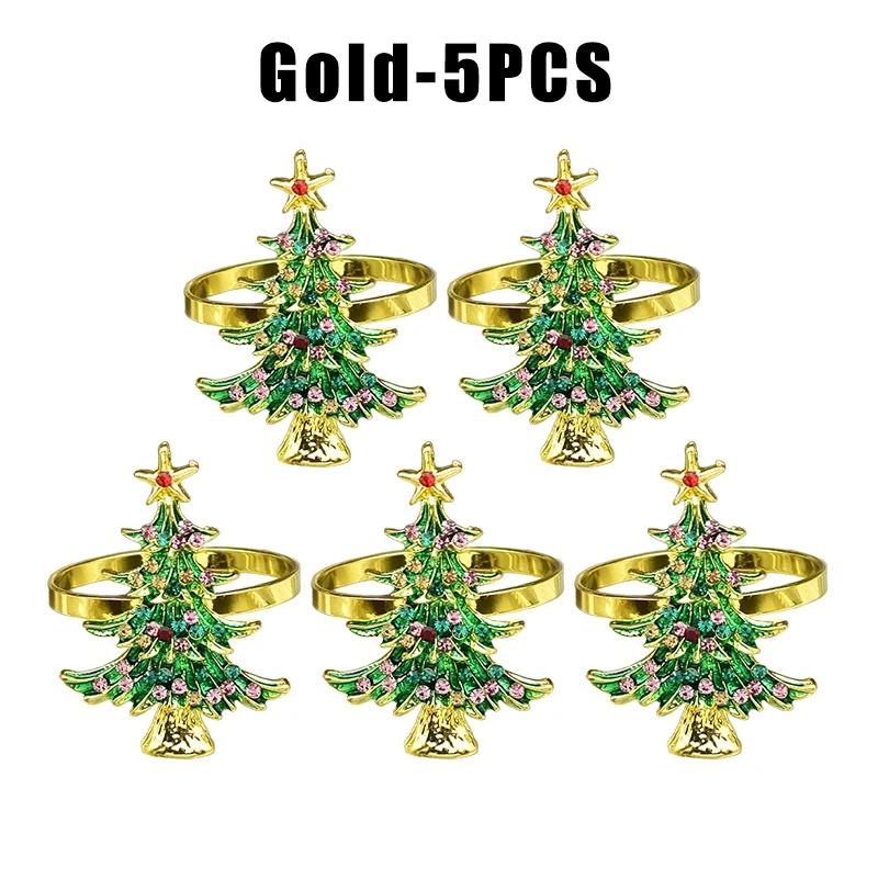 1-40PCSChristmas Tree Napkin Ring Holders Festive Dining Table Accessories for Restaurant Holiday Party Supplies Home Decoration
