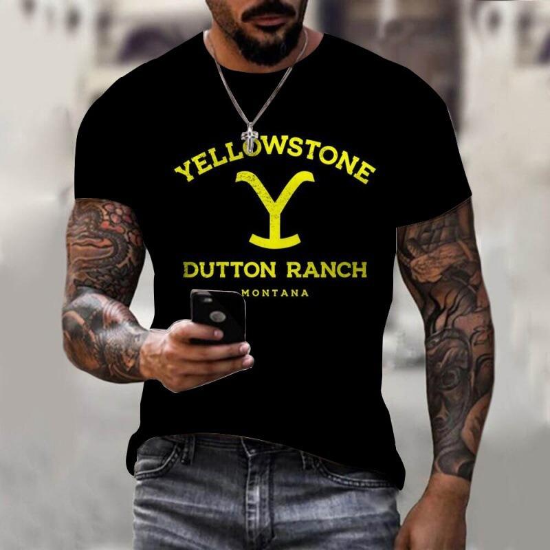 

Вінтажна чоловіча футболка Yellowstone 3D-друк Хараджуку Футболка з коротким рукавом Повсякденний вуличний одяг Вільні пуловери Великий розмір XS