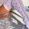 Women Sexy Heart Pattern Over Knee Long Sheer Mesh Stockings Christmas Jk Stockings