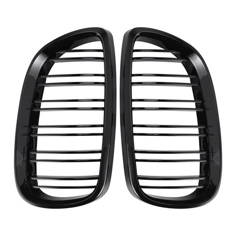 M63K-Front Bumper Kidney Twin F Sport Grille 2Pcs For BMW 3 Series E92 E93 M3 Two Doors 2006-2009 Bright Black