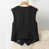 Black Sleeveless Vest Women Fashion Summer Layering Waistcoat Short Jacket Spring Autumn Casual Outerwear