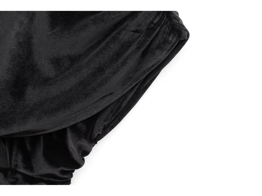 2024 European and American Women's Sexy Slimming Black Velvet Pleated Bodycon Dress