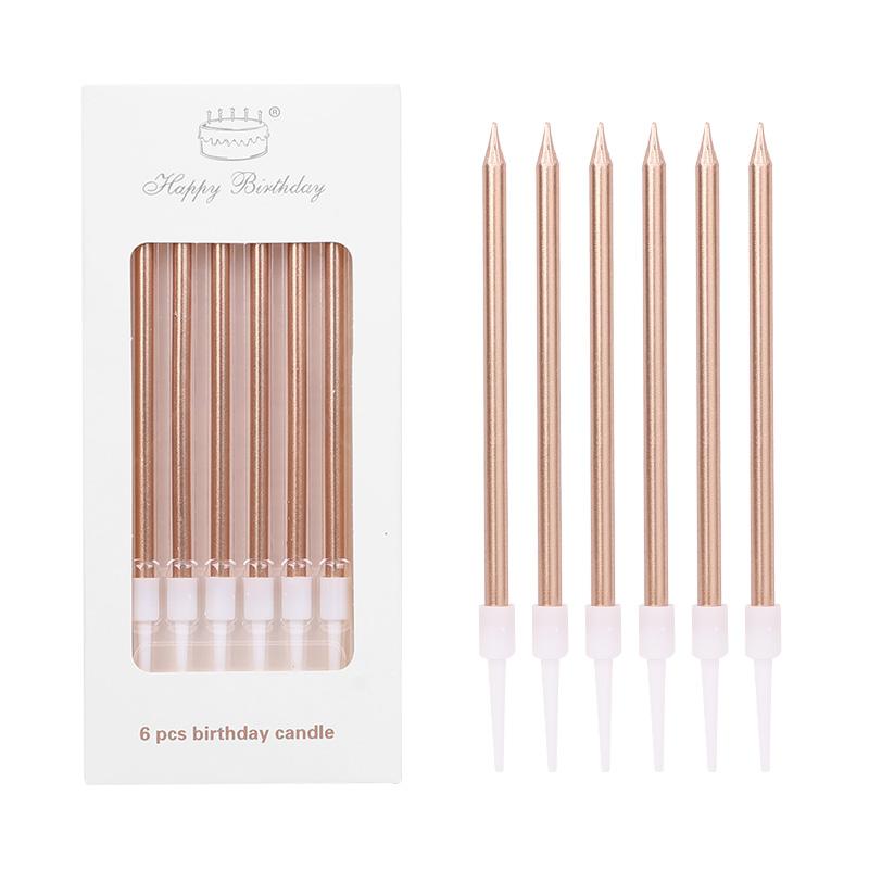 6pcs Metal Gold Birthday Candles DIY Colorful Cake Decorations Wedding Birthday Party Baby Shower Supplies Cake Candle Toppers