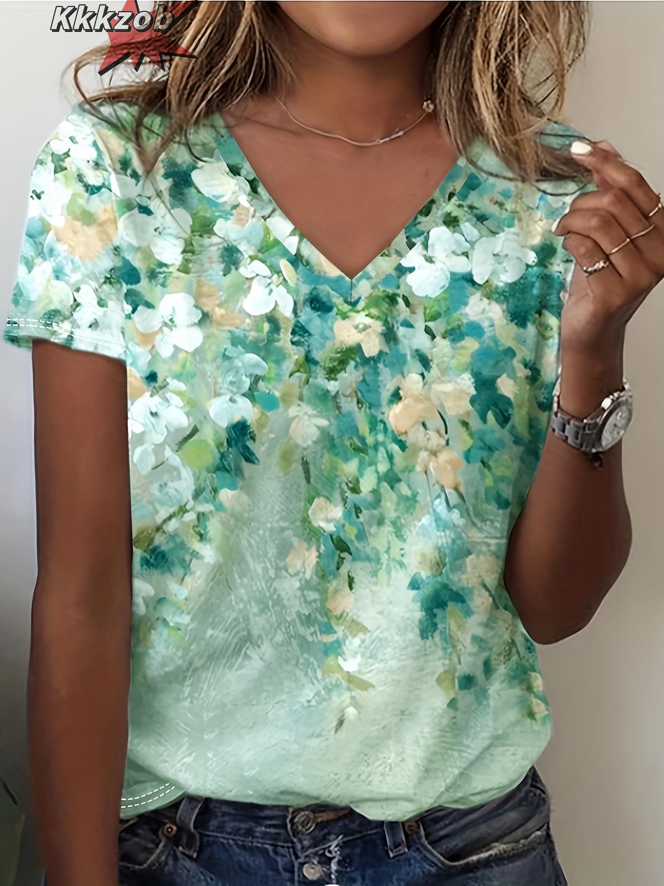 

Women s V-neck 3d Art Printing Loose T-shirt Summer Street Fashion Casual Women s Clothing S