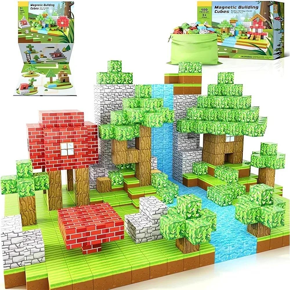 Magnetic Mine World Cube Building Blocks Magnet World Set for Boys Girls Age 3+ DIY Model Child Kids Montessori Sensory Toys