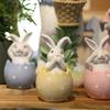 Eggshells Bunnys Easters Decoration Polyresin Rabbit Statue for Home and Farmhouses Spring Decoration