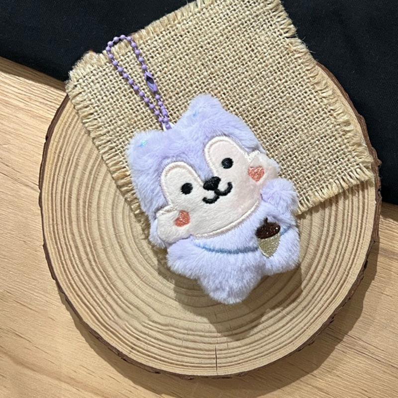 

Милая плюшевая игрушка Белка с орехом, мультяшная мягкая кукла, брелок, милый кулон для сумки, держатель для ключей для рюкзака, украшения фиолетовый