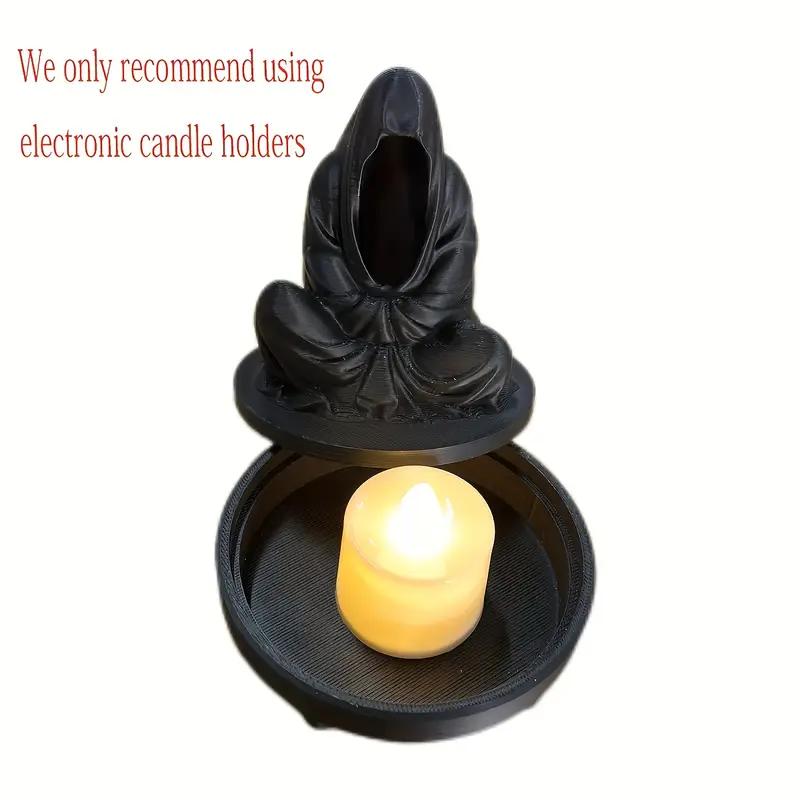 Portacandele Mietitore - Decorazione Spettrale di Halloween, Statuetta da Tavolo in Plastica Resistente per Meditazione e Accenti per la Casa Gotica