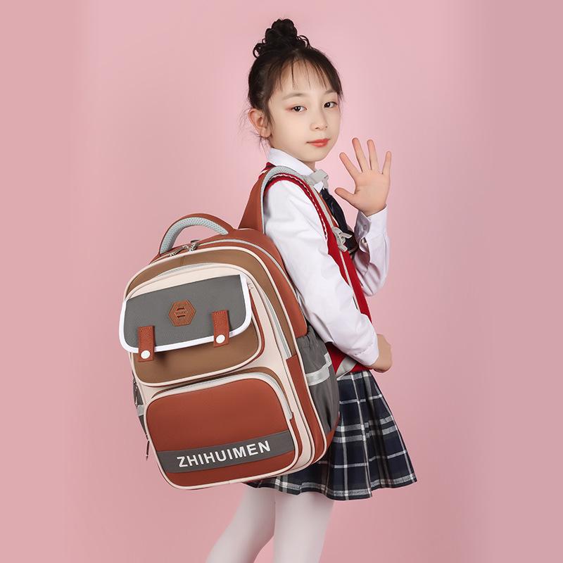New Fashionable Contrasting Color Backpack, Primary School Bag, Large Capacity Children's Backpack, Men's and Women's School Bag
