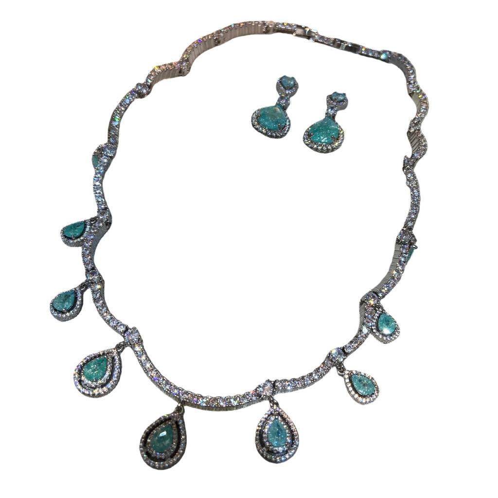 Binghua Zirconium Heavy Industry High-End Jewelry Necklace, Luxury Light Luxury High-End Necklace Earrings