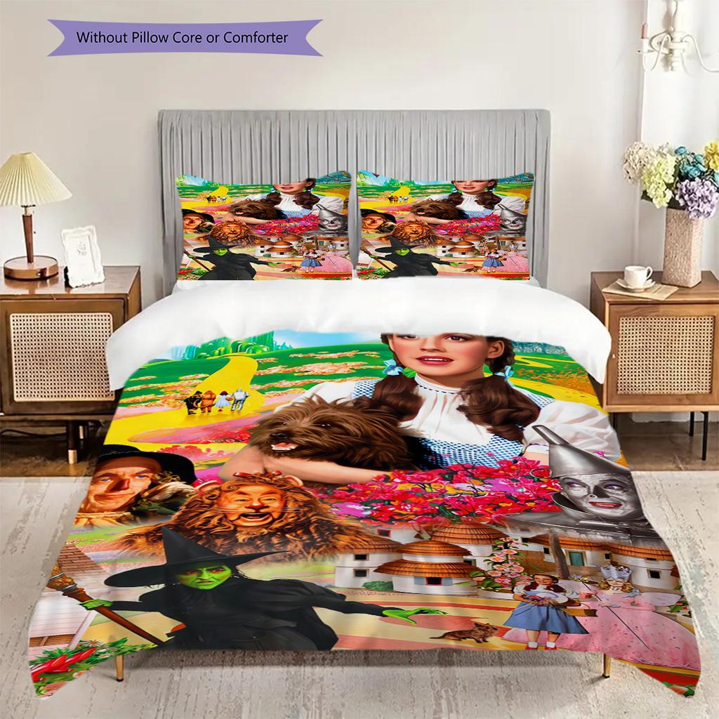 Fantasy Magic Adventure Three-piece set (1 * duvet cover + 2 * pillowcase, without core) 2D Flat Bedding set Christmas birthday gift