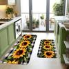 Sunflower Buffalo Plaid Kitchen Mat Decor Non-slip Hallway Balcony Laundry Rugs Bathroom Door Mat Bedroom Floor Mat Decor