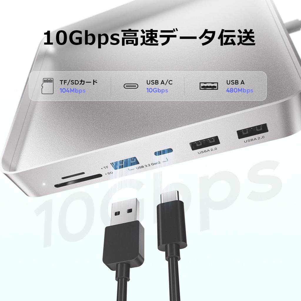 PULWTOP 7 In 1 USB C Hub for iMac 24 Inch iMac Accessories USB Hub with NVMe SSD Slot Not 1 X Gen 1 X Gen 2 X Card Reader Silver 2021/2023 M1/M3 M.2
