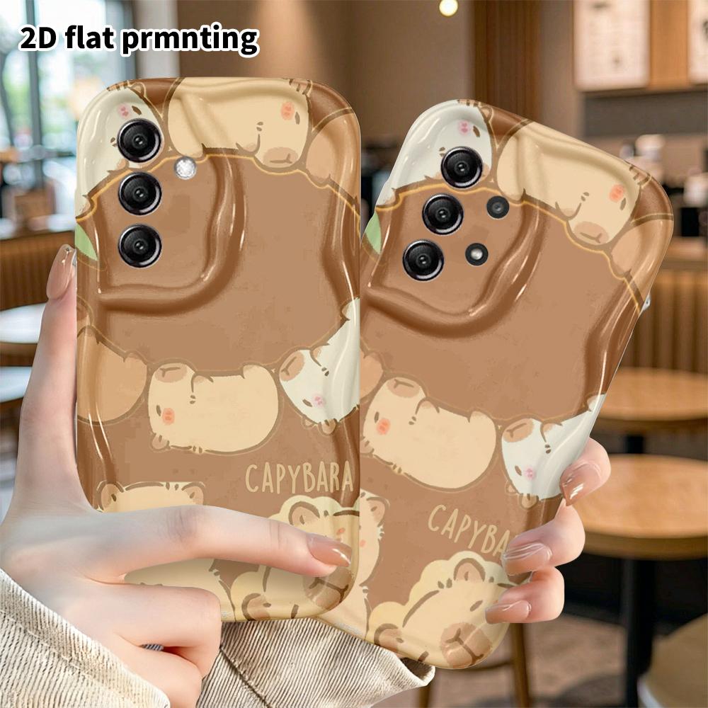 Phone Case: 2D Flat Samsung Galaxy A34 A35 S20 S22 S21 FE Plus Ultra Protective Case, Capybara Wreath, Christmas and Halloween Holiday Gift