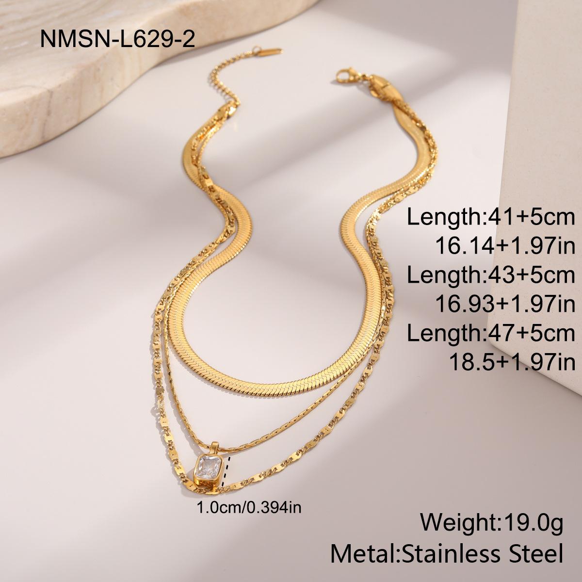 GEMCHIC Women s 3-Layer Layered Stainless Steel Titanium Steel Zircon Necklace Luxury Fashion Chain Pendant