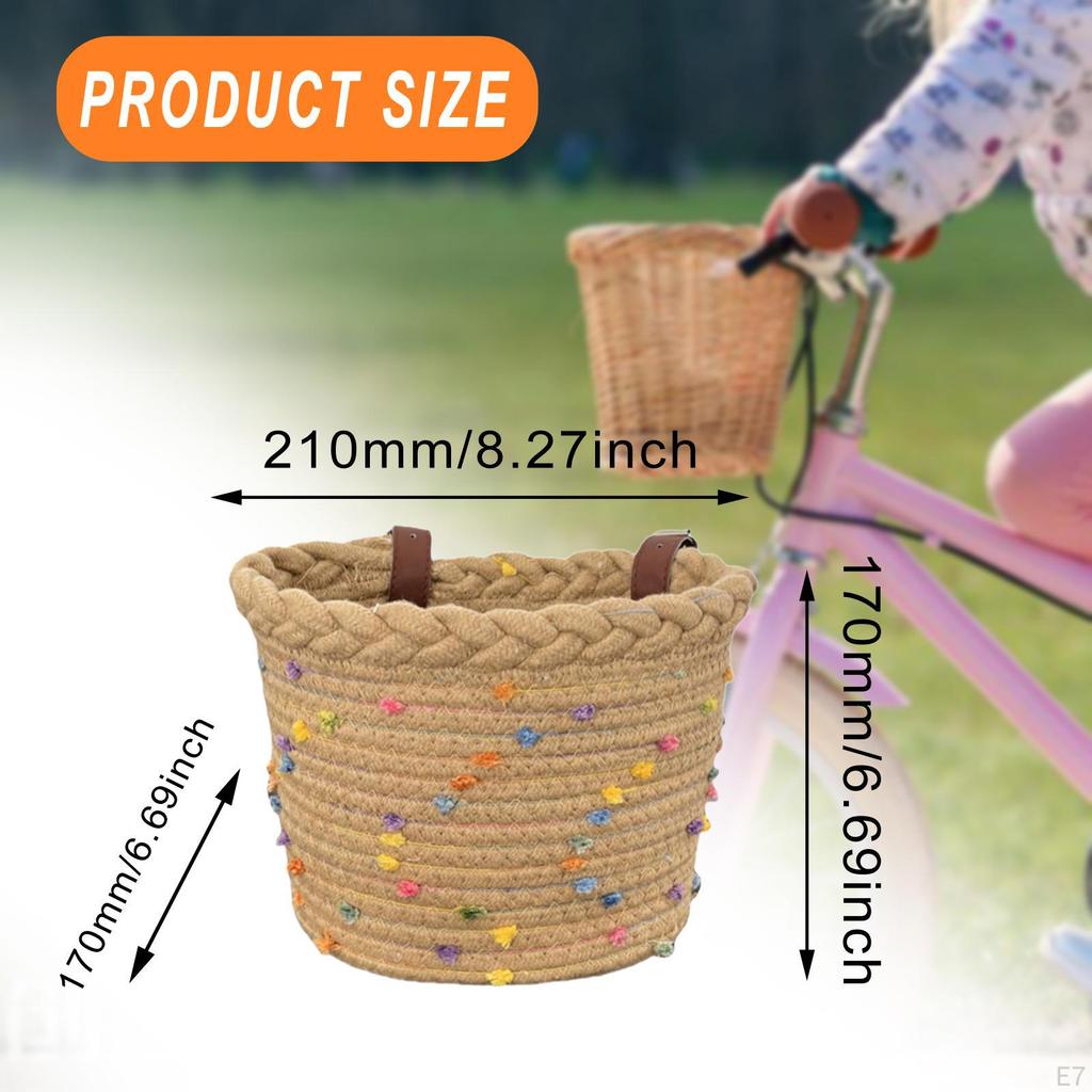 Kinderfahrradkorb Kinderfahrrad Abnehmbar mit Riemen Vorne Lenker Stoff Seil Gewebt für