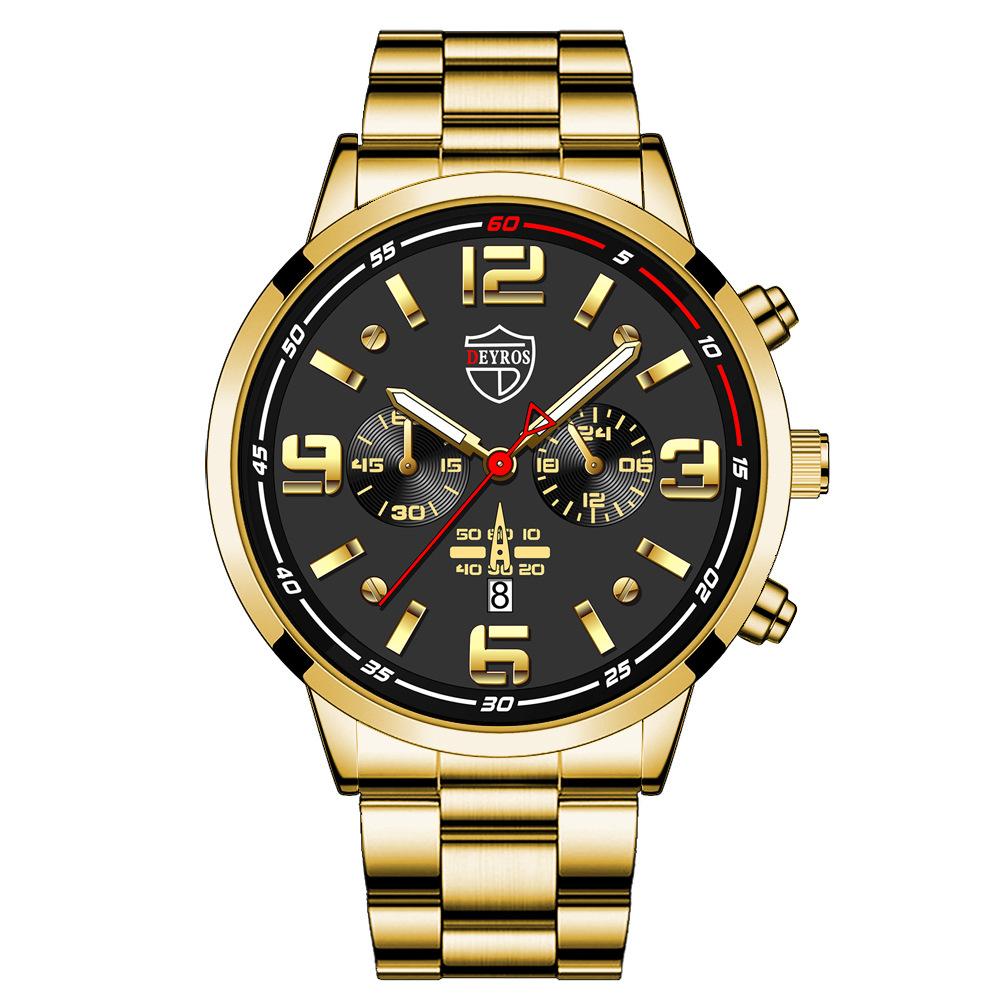 Modische Herrenuhr aus Edelstahl, Business-Uhr für Herren, großes Zifferblatt, einfache Uhr, Kalender, Quarzuhr