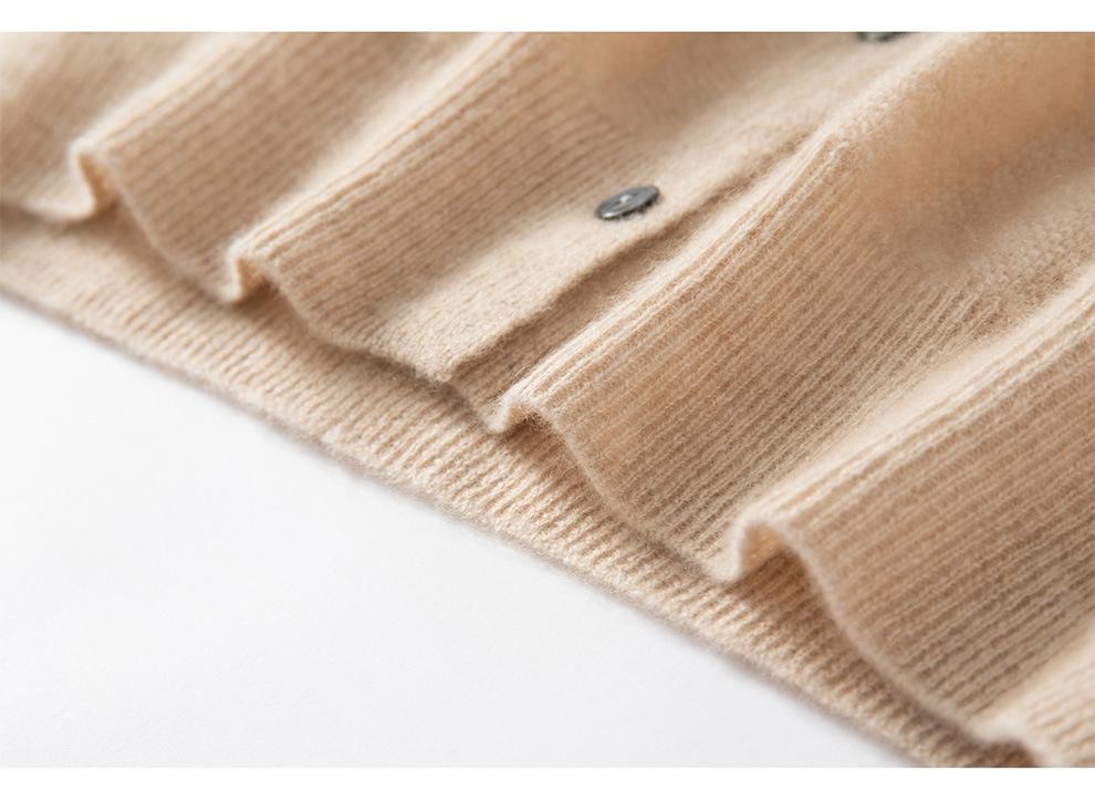 Women's Pure Cashmere Round Neck Cardigan - Autumn/Winter Loose Fit, Solid Color Knitted Sweater Coat