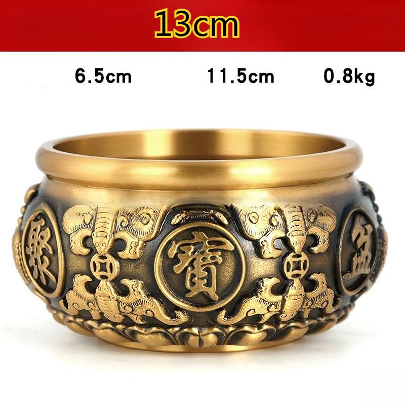 8-21CMBrass Treasure Basin Decoration Large Solid All-brass Piggy Bank Household Use Living Room Shop Can Hold Things Decoration