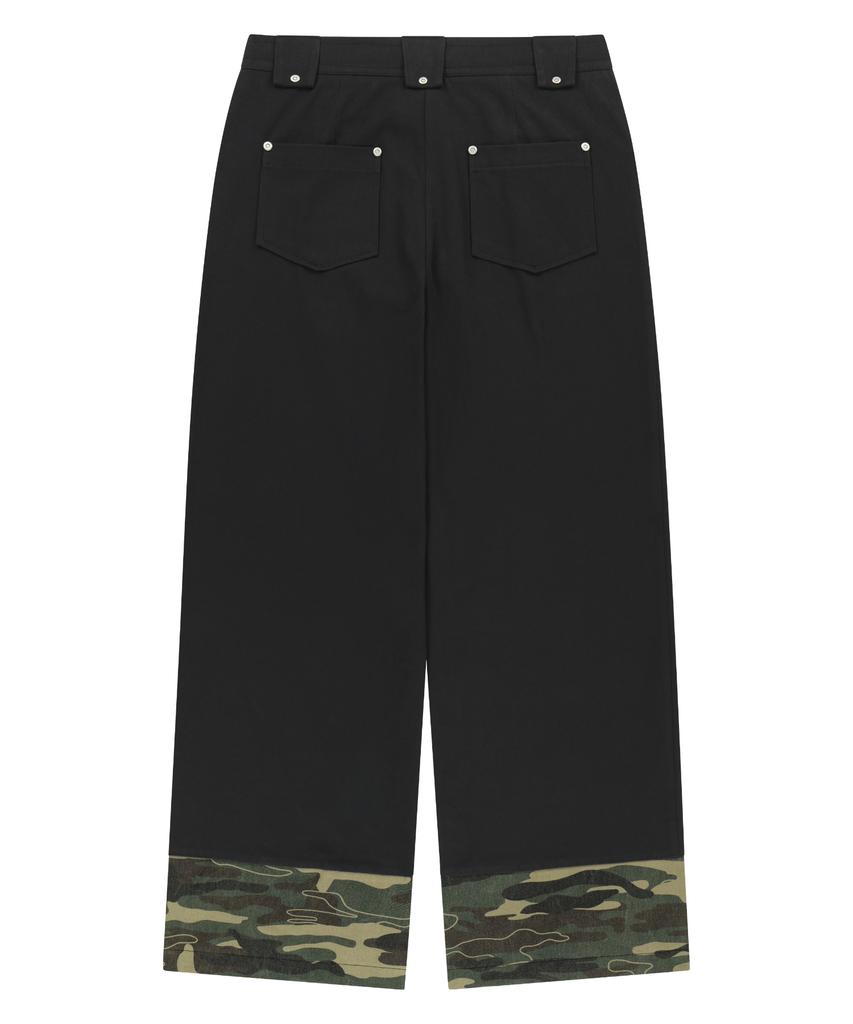 Podeowedeo Camo Color Block Wide Pants (Black)