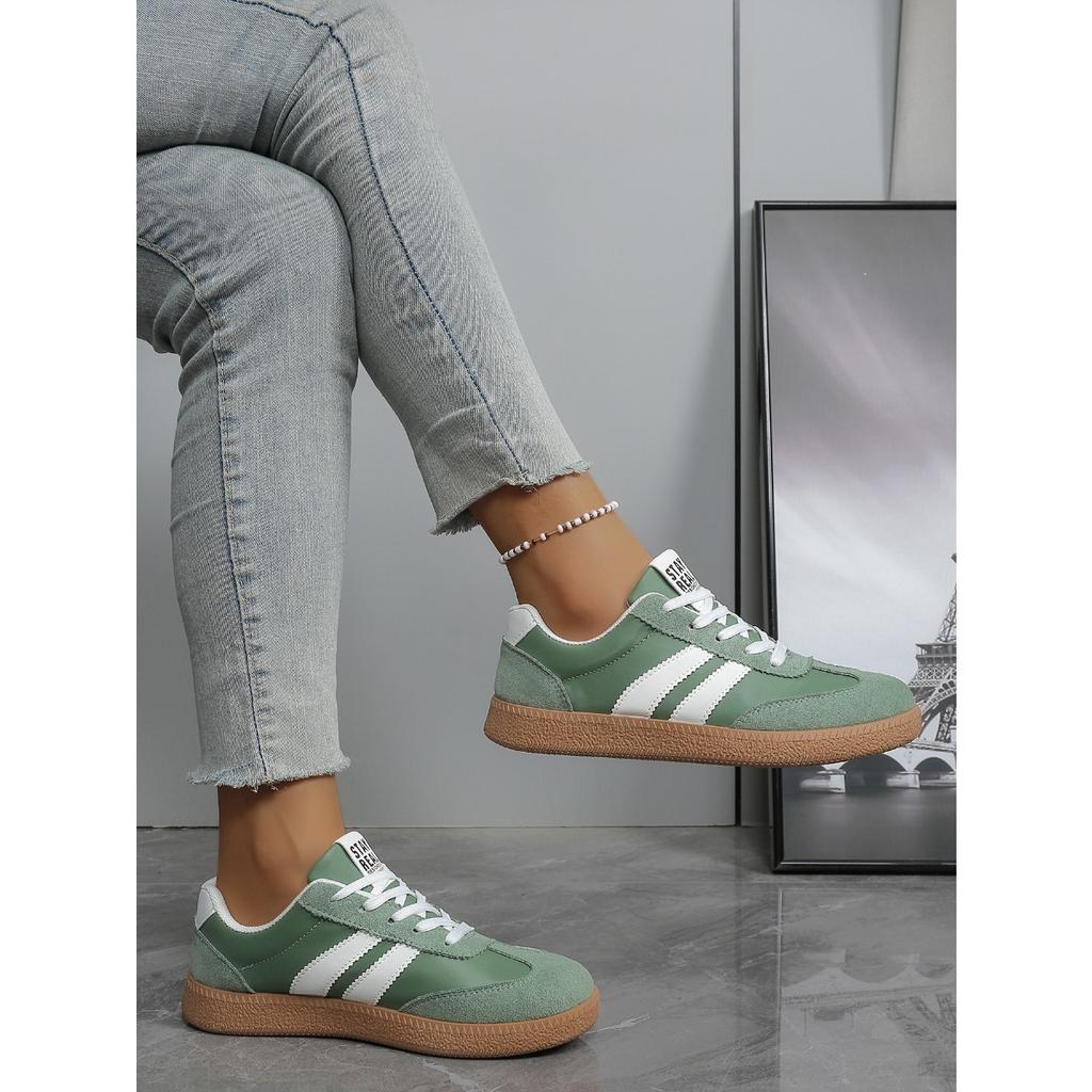 Women's Low-Top Sneakers Strap-Compatible- Minimalist Striped Lace-Up Round-Toe Casual with Sole,Soft Fab… More