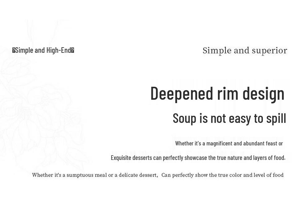 White Ceramic Deep Dish Bowl and Plate – Simple, Large Capacity for Household Tableware and Dining.