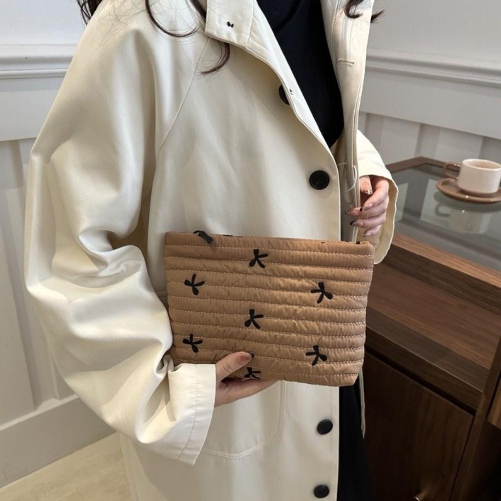 Quilted Bow Cosmetic Bag Multi-functional Sanitary Napkin Storage Bag Portable Toiletry Bag  Trave