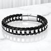 Men' black leather retro bracelet with magnetic clasp 21