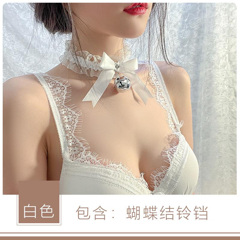 Women's Cat Girl Bell Lace Elastic Collar Maid Bow Collar
