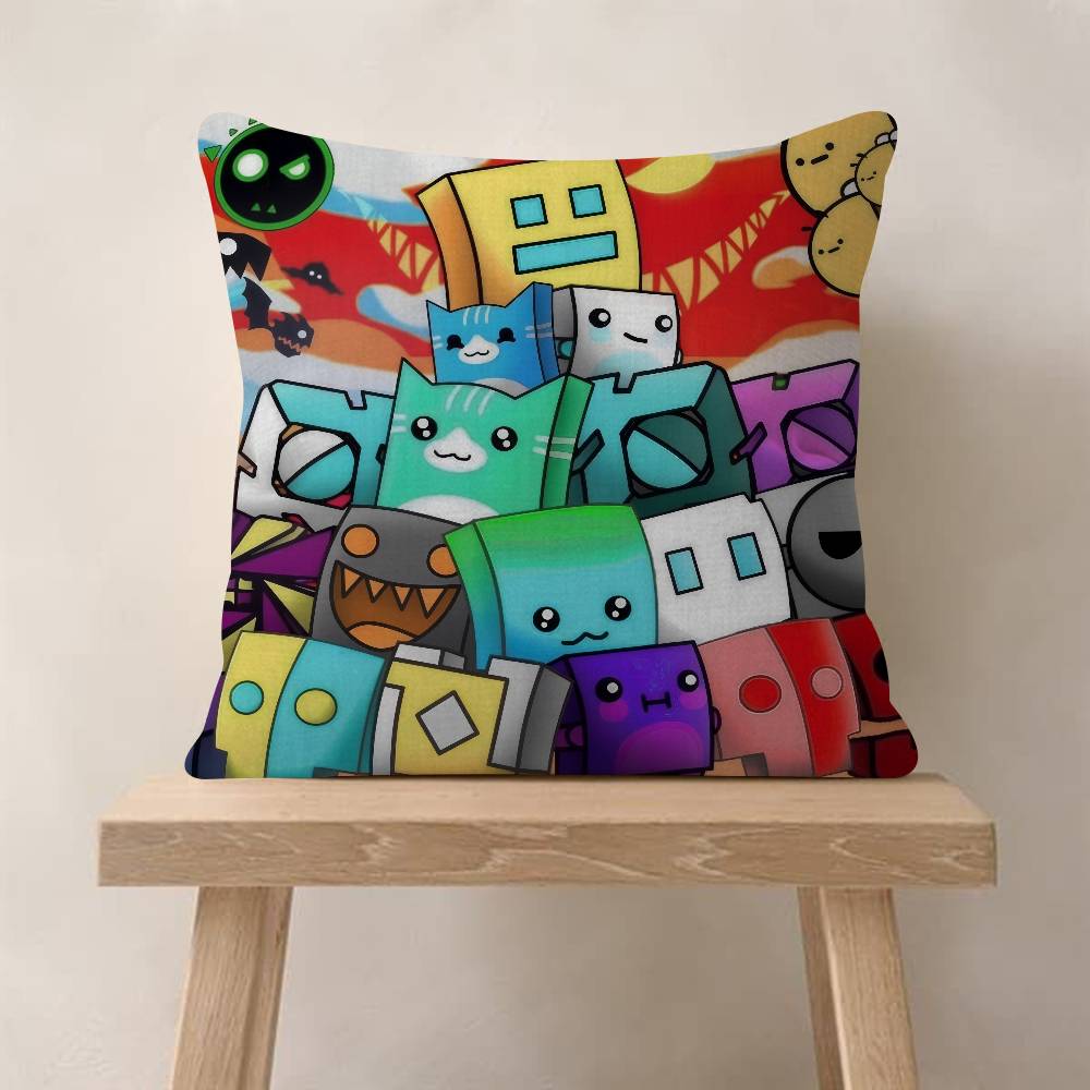 Game Geometry Cartoon Dash  Pillow Gift Home Office Decoration Bedroom Sofa Car Cushion Cover Case 45x45