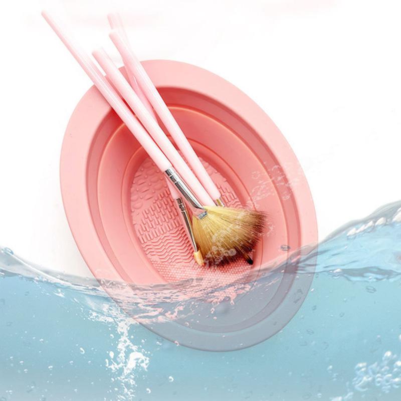 Make-up-Pinsel-Reinigungswerkzeug Faltbare Silikonschüssel Beauty Egg Cleaner Schwamm Puff Waschen Tragbare Peelingmatte Katzenohrkosmetik