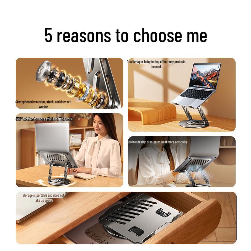 All-Metal Rotatable Laptop and Tablet Stand with Heat Dissipation