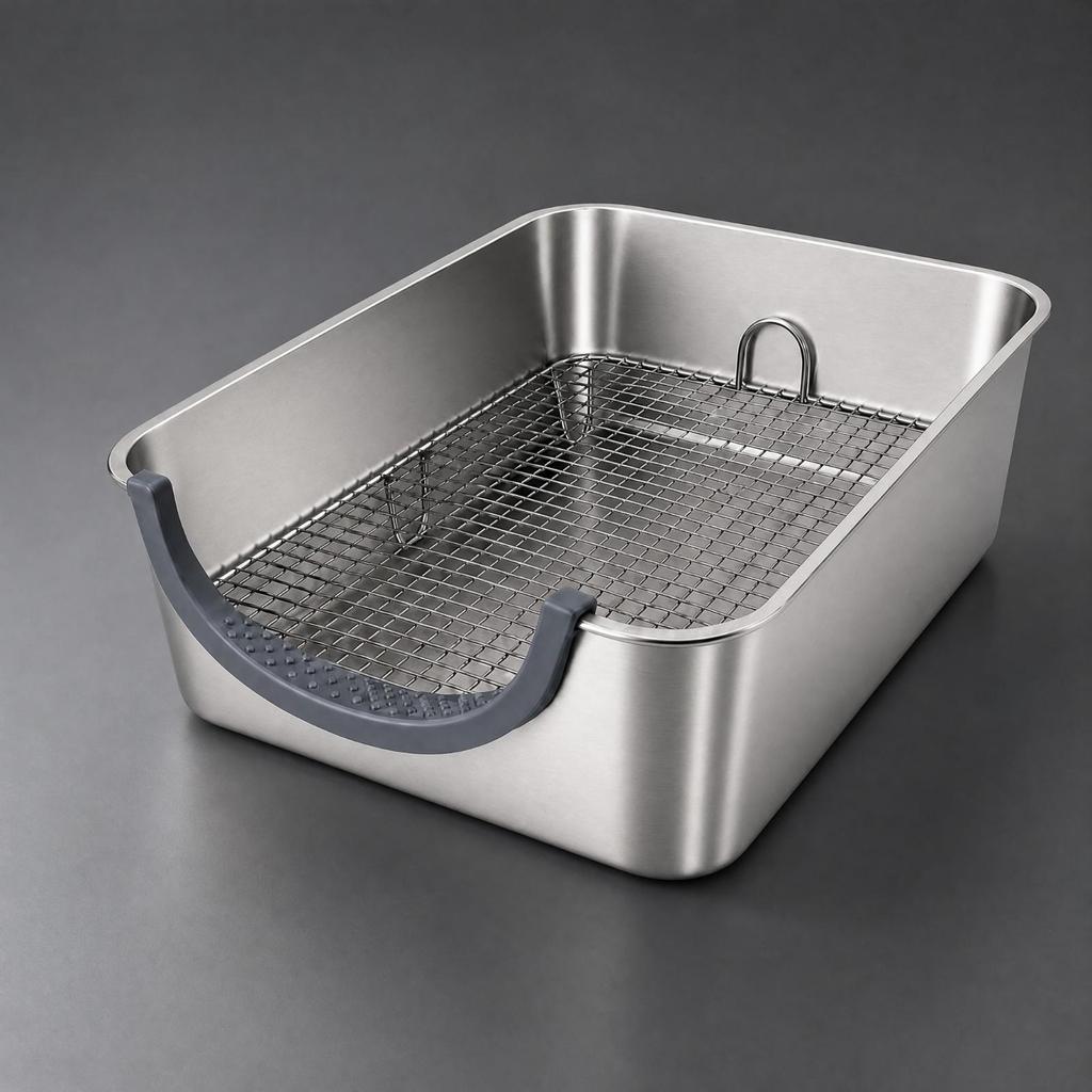 Low Entry Stainless Steel Rabbit Litter Toilet Washable