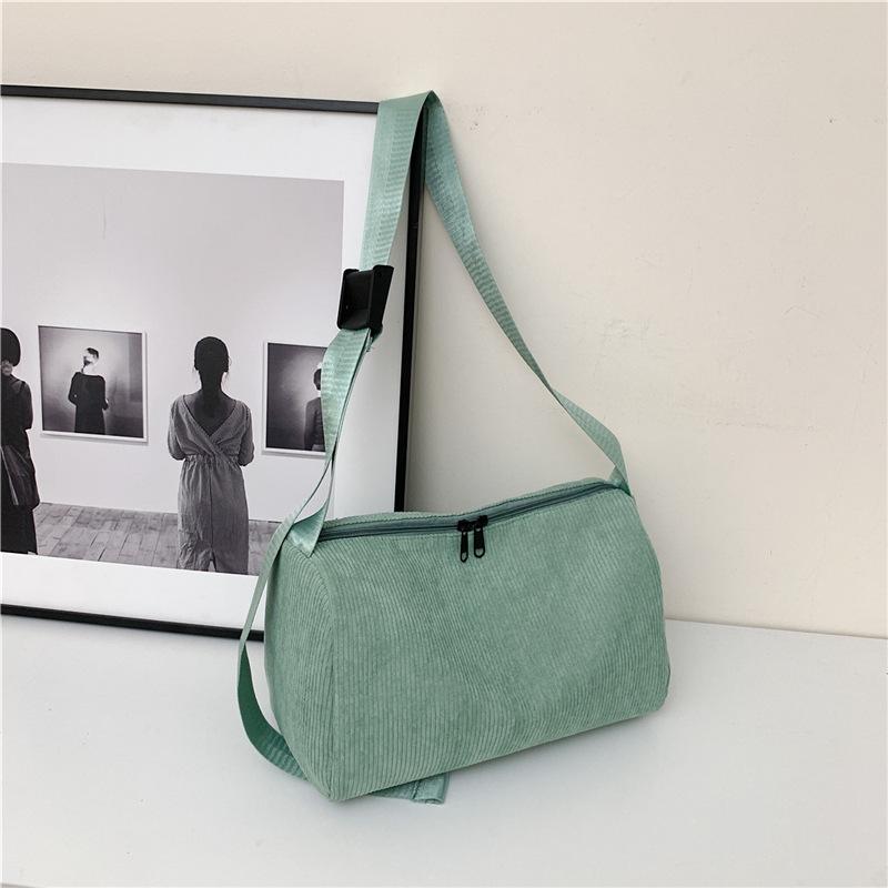 

Винтажная вельветовая однотонная цилиндрическая сумка женская 225 новый класс большая вместимость простая на плечо мессенджер бирюзовый