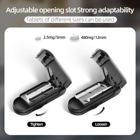 Pill Cutter Medicine Splitter with Sharp Blade Adjustable Design Compact Portable