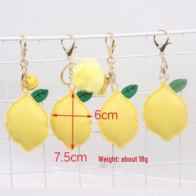 Lemon PU Leather Women's Bag Charm Keychain Ornament