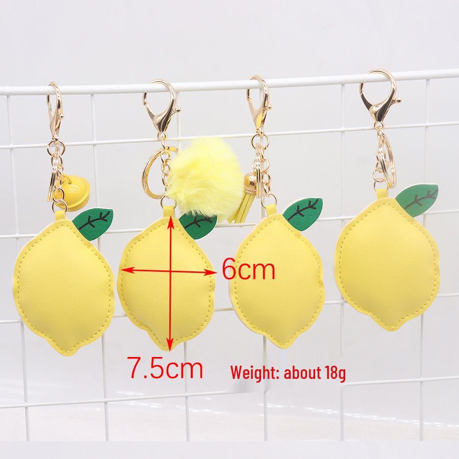 Lemon PU Leather Women s Bag Charm Keychain Ornament Golden Chain Buckle