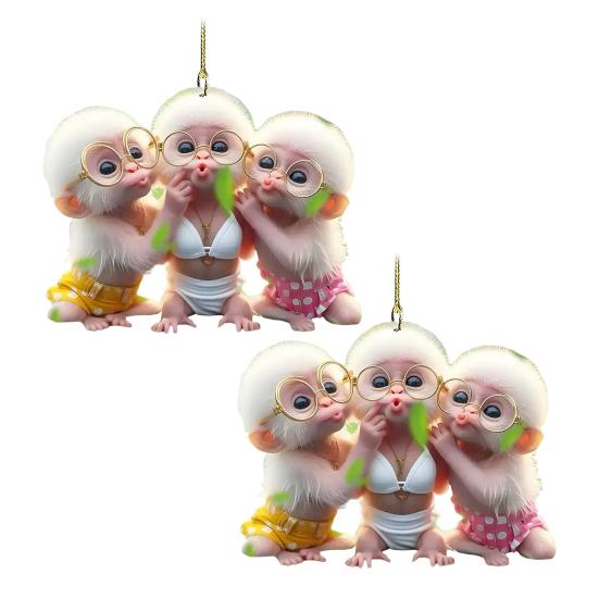 Monkey Car Hanging Pendants Acrylic 2D Car Charms for Backpack Keychain Cute Rearview Mirror Decoration Christmas Gift for Friends