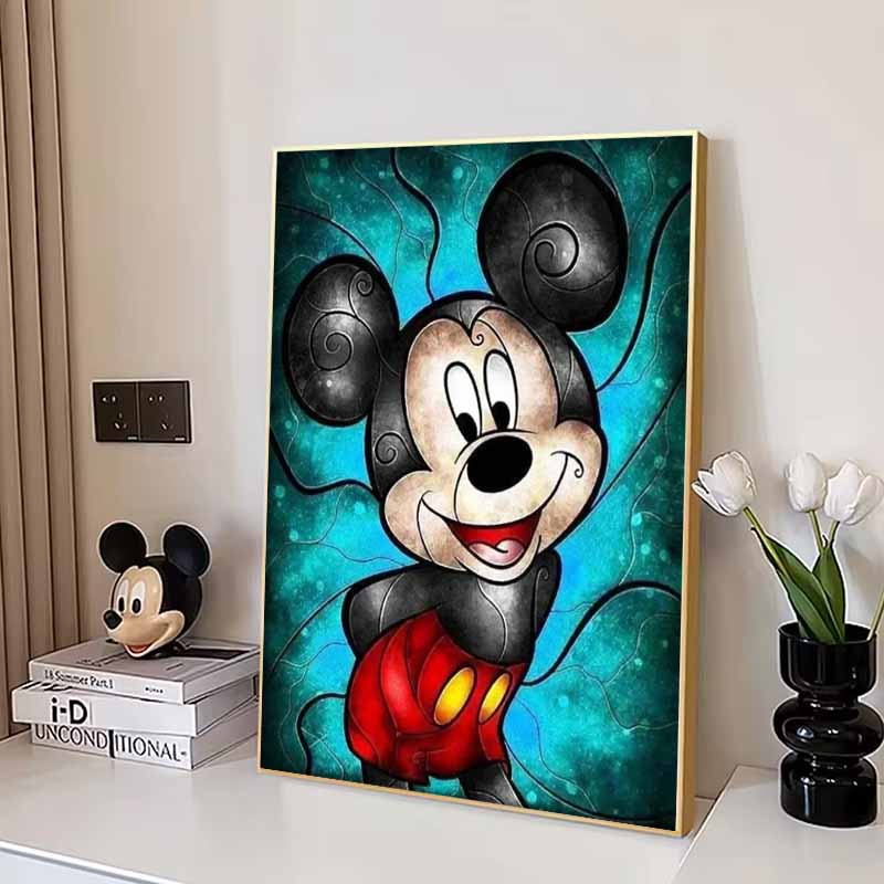 Disney Diamond Painting Set Mickey Mouse Stained Glass Art Illustration Embroidery Wall Decoration DIY Set Gift Handmade Crystal 5D Diamond