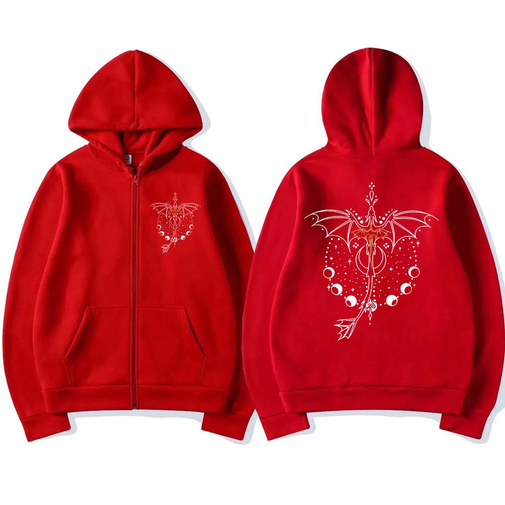 Cool Basgiath War College Print Zipper Hoodies Fourth Dragon Rider Wing Sweatshirt Men Women Oversized Fleece Casu