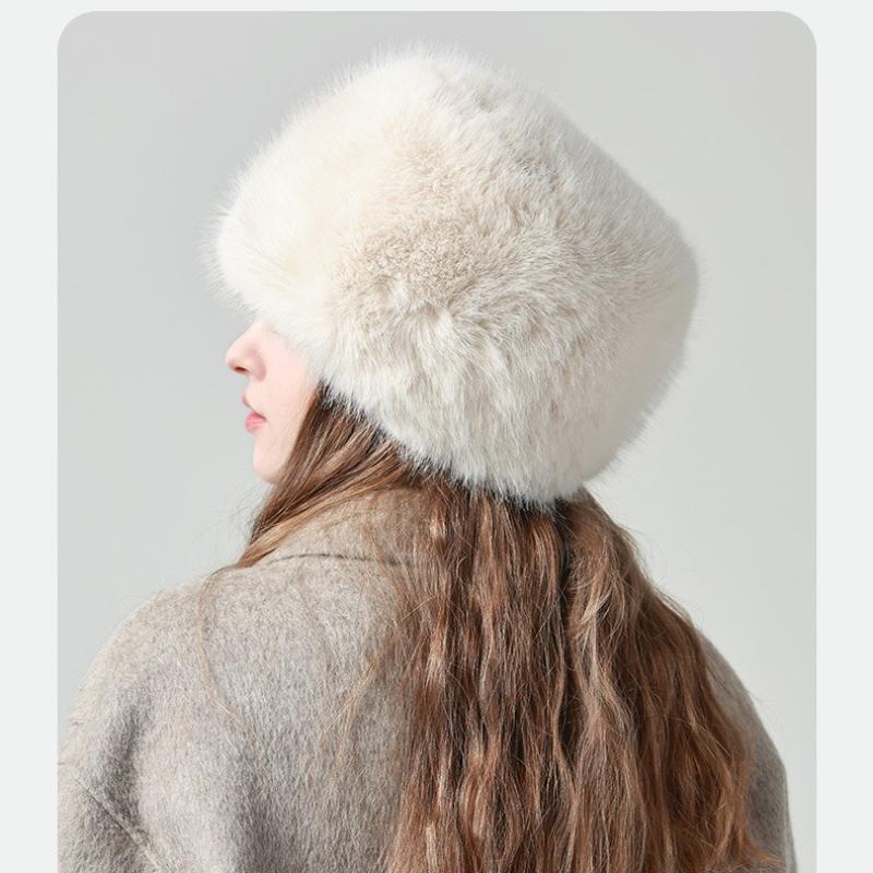Autumn and winter furry basin hat versatile, warmth and cold protection, thick big head circumference for face enhancement, small plush bucket hat
