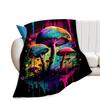 Family Giraffe Hand Drawn Black Background Flannel BlanketCute Animal Sketch Text Print Soft Throw for Bedroom Sofa Casual Home