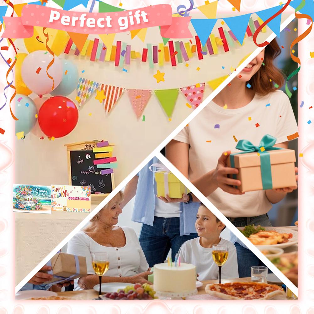 10pcs DIY Diamond Painting Crystal Scratch Card Party Event Gift Card (Birthday)