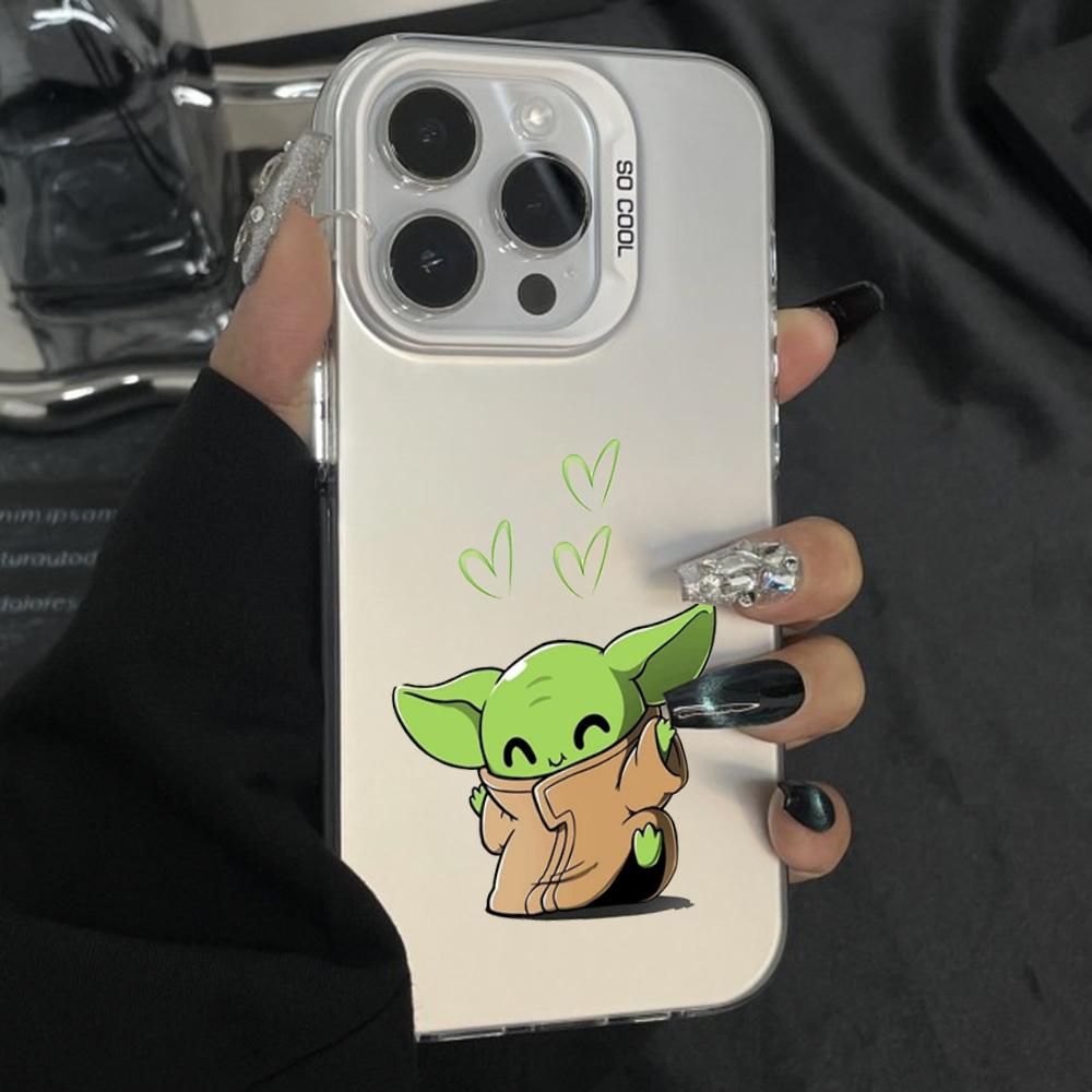 

Cute Baby Y-Yodas Phone Case For iPhone 16,15,14,13,12,11,Pro,Max,Plus,Mini,XS,SE Anti Fall Gray Silver Matte Hard Bumper iPhone14