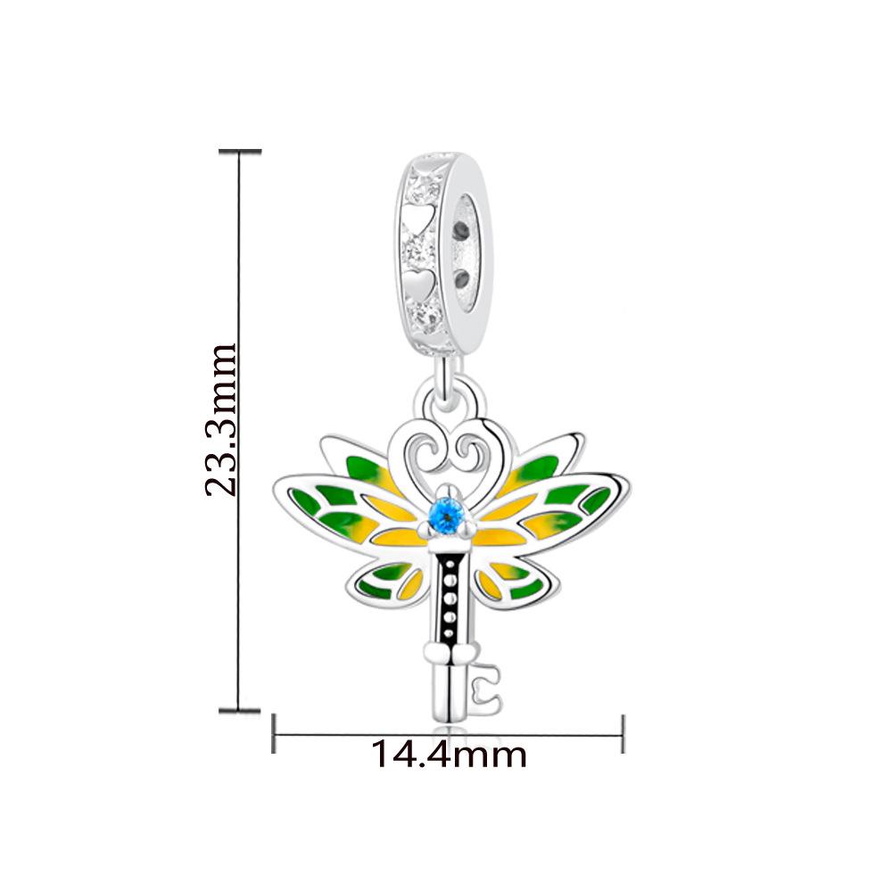 Natural Story S925 Tree of Life Dragonfly Charm Beads for DIY Bracelet Keychain Accessories