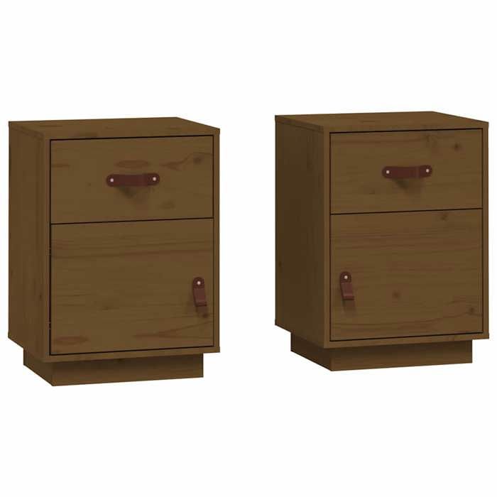 VidaXL Tables de chevet 2pcs Marron miel 40x34x55cm Bois de pin massif 818312