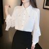 Long-sleeved Chiffon Shirt for Women New Autumn Fashion High-end White Shirt Ruffled Fairy Top