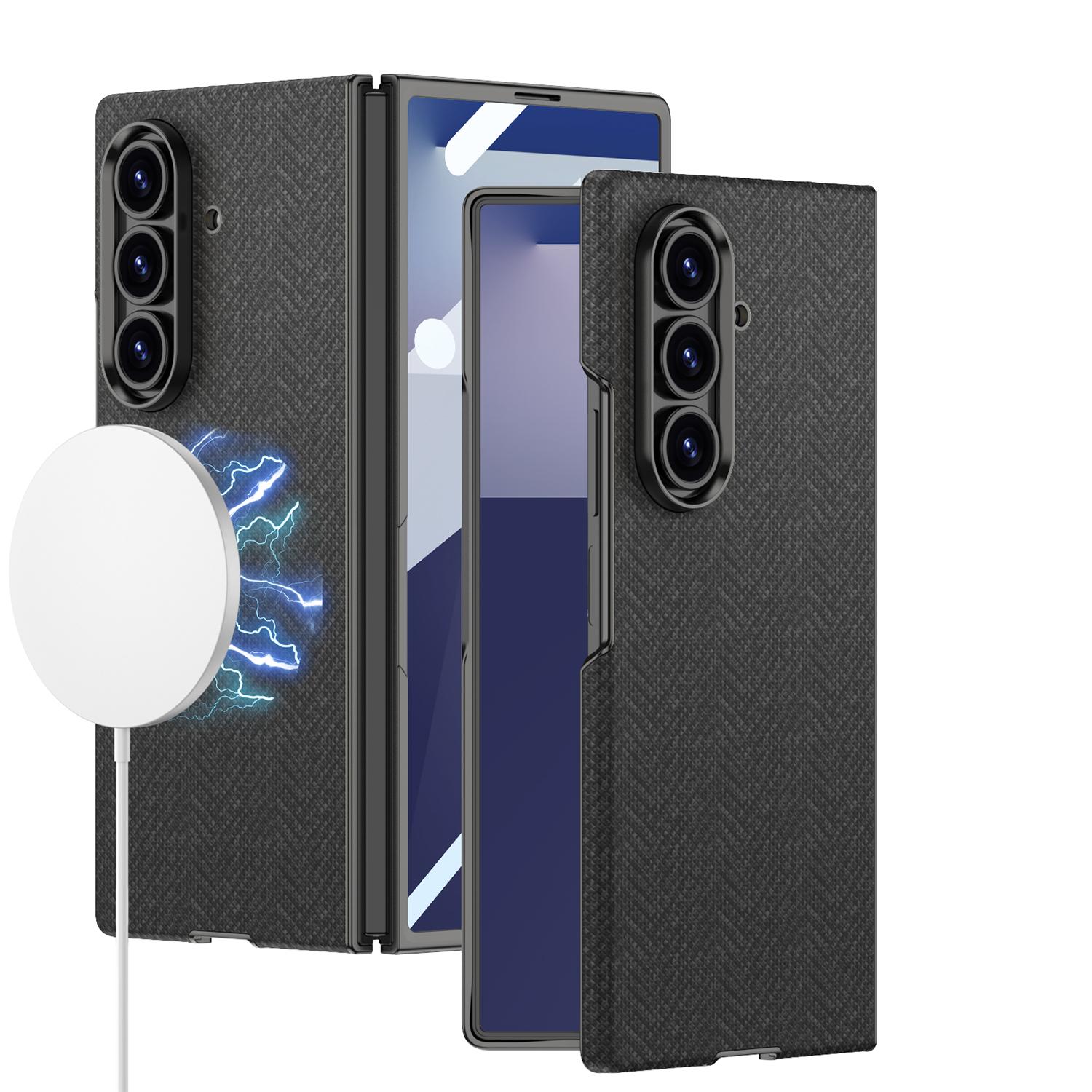 

Магнитный беспроводной чехол для зарядки для Samsung Galaxy Z Fold 7, изогнутый нейлоновый кожаный край, защитная пленка для экрана из стекла для Galaxy Z Fold 7 Galaxy Z Fold7 чёрный